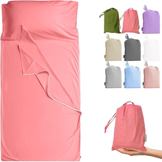 Brand - GANNAFEE Cotton Sleeping Bag Liner with Zipper - 100% Cotton Travel Sheet Sleep Sack Adult - Travel Sleeping Bag for Hotels Camping Hiking