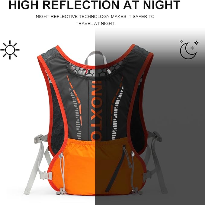 INOXTO Hydration Vest Backpack,Lightweight Water Running Vest Pack with 1.5L Water Bladder Bag Daypack for Hiking Trail Running Cycling Race Marathon for Women Men