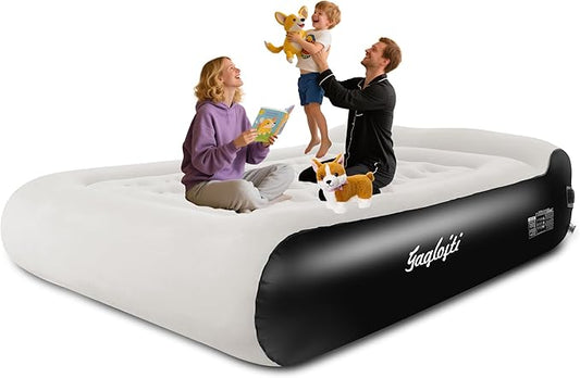 16" Air Mattress Queen with Built in Pump,Portable Full Blow up Mattress with Carry Bag, Comfort Flocked Airbed Inflatable Mattress for Guests,Camping