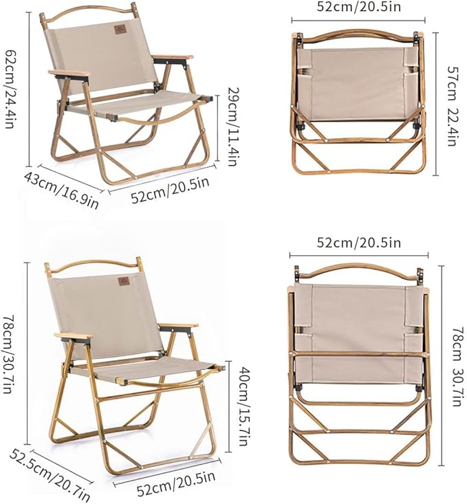 Naturehike Camping Chair, Foldable Chair for Outdoor Garden, Large Khaki