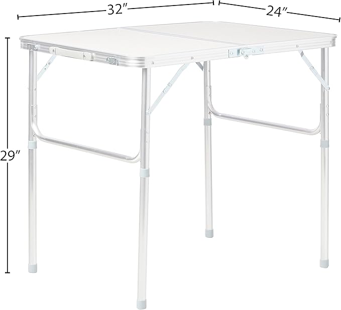 Trademark Innovations Lightweight Adjustable Portable Folding Aluminum Camp Table with Carry Handle
