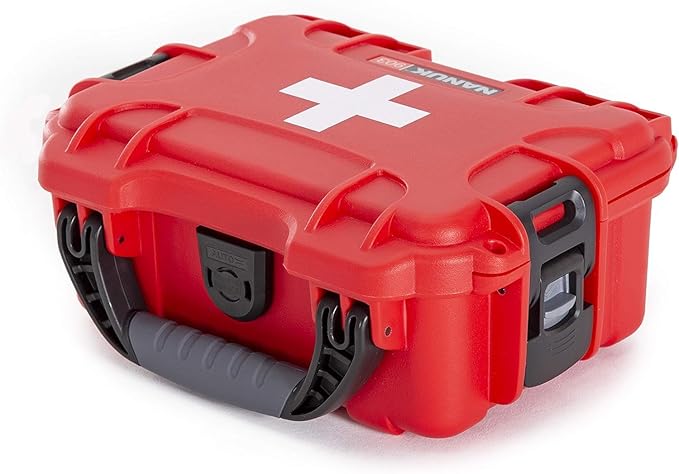 NANUK 903 Waterproof First Aid Box Empty – Durable, Medical First Aid Organizer Case, IP67-Rated, Dustproof, Impact-Resistant, and Floats (7.4" x 4.9" x 3.1") – Red