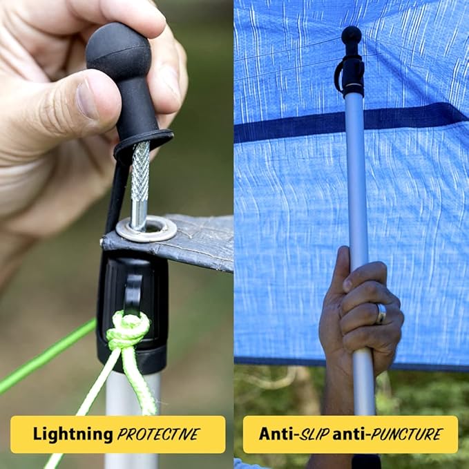 Everbeam Adjustable Tarp Poles - Extend to 92" - Portable & Lightweight, Ideal for Awning, Tent Fly - Includes Guy Lines, Stakes, Carry Bag