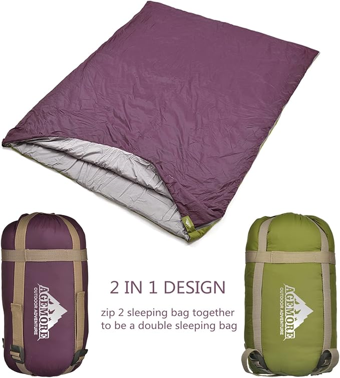 AGEMORE Ultralight Warm Weather Sleeping Bag, Portable Lightweight Waterproof Compact Sleeping Bag with Compression Sack, Fit for Kids Teens or Adults Outdoor Camping, Backpacking & Hiking