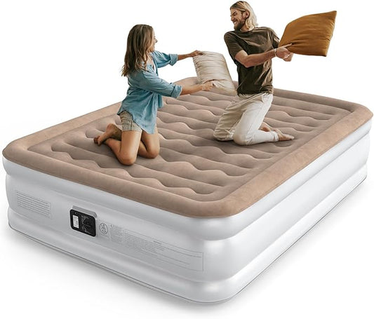 Air Mattress Queen with Built in Pump, Inflatable Mattress, Upgraded Blow up Mattress Queen Size for Home, Guest, Camping, Fast Inflation, Comfort Air Bed, colchon inflable