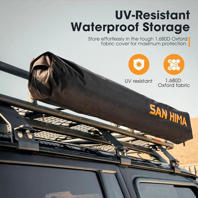 SanHima Awning Shower Tent with Roof - Car Side Shower Room w/LED Light, Camping Waterproof Portable Privacy Shelter Bathroom Overland, Gray