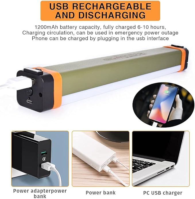 Rechargeable Magnetic Work Light, LETOUR USB Rechargeable LED Camping Light, Multifunctional Camping Flashlight, Portable Waterproof Hanging Magnetic Power Bank for Hiking, Home, Outdoor Night Fishing
