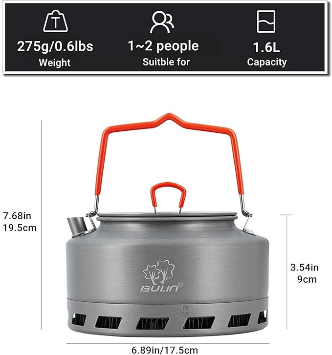 Bulin Camping Kettle 2.2L/1.6L Aluminum Alloy Open Campfire Coffee Tea Pot Fast Heating Outdoor Gear Great for Boiling Water Ultralight Portable for Hiking Picnic Travel