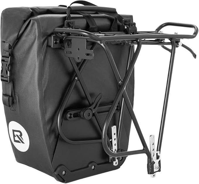 ROCKBROS Bike Pannier Waterproof 27L Large Capacity Bike Bag Rear Rack Waterproof for Grocery Touring Cycling Black*2