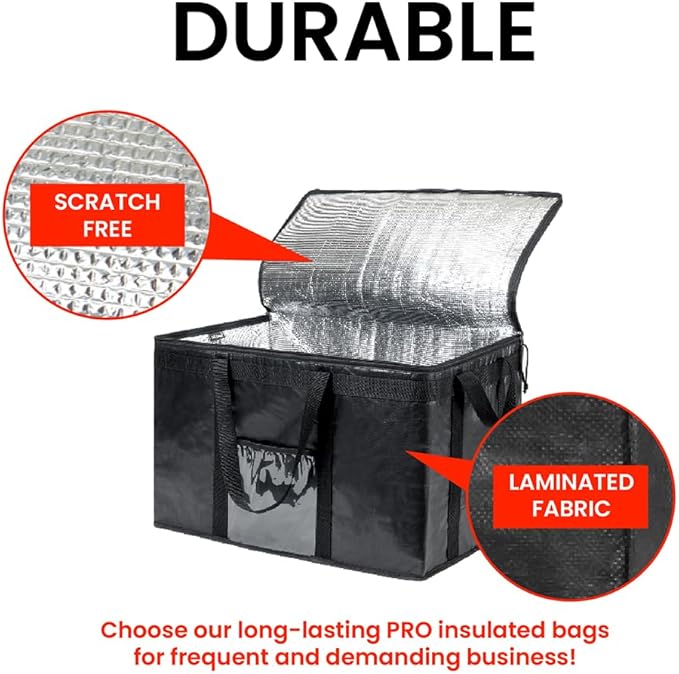 NZ home Durable 3XL PRO Insulated Cooler Bag and Food Warmer for Delivery & Grocery Shopping with Zippered Top, Red Commercial Grade (1 Pack)