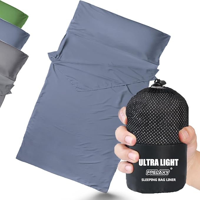 Frelaxy Ultralight Sleeping Bag Liner - Lighter & Compact, 3 Sizes Travel Sheets & Adult Sleep Sack, Comfy Breathable & Cooling & Silky Soft, Quick-Drying, for Backpacking, Hotel, Camping, Hostels