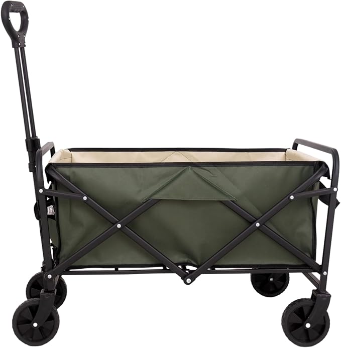 Collapsible Wagon Cart Foldable with Wheels - Multi-Purpose Folding Utility Heavy Duty Wagons Carts for Camping, Outdoor, Beach, Picnic, and Garden Use
