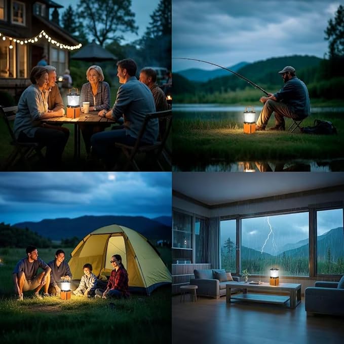 Saltwater Camping Lantern, LED, Orange, Waterproof, 3.54"L x 3.54"W x 9.84"H, 350 Lumen, 150 Hour Battery Life, Solar Powered, 5V, Emergency, Hiking, Camping, Hurricane