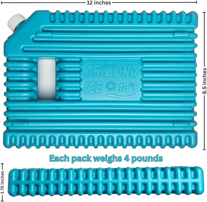 Arizona Ice Industrial Ice Packs | Replaces 10lbs of Ice |18°F (-8°C) | Deepest Grooves | May Freeze Drinks | USA Company | 12" x 8.5" | Two Pack