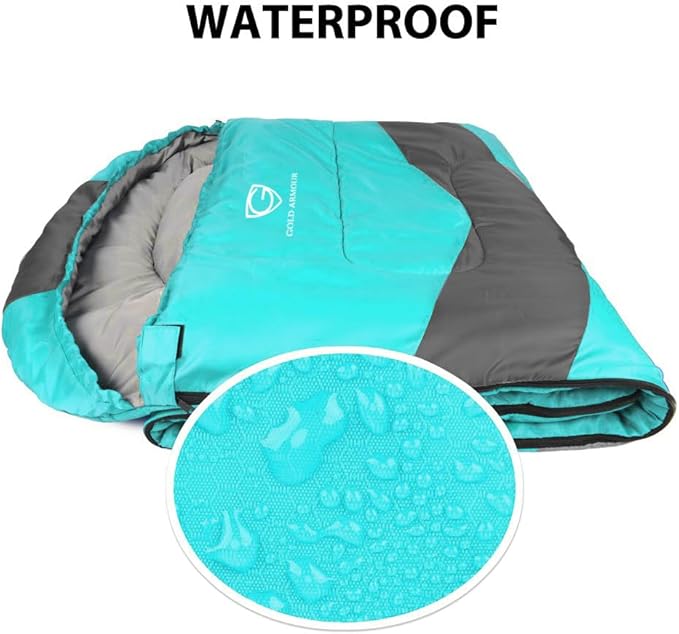 Gold Armour Sleeping Bags for Adults Cold Weather & Warm - Backpacking Camping Sleeping Bag for Kids 10-12, Girls, Boys - Lightweight Compact Camping Essentials Gear Accessories, Right Zipper