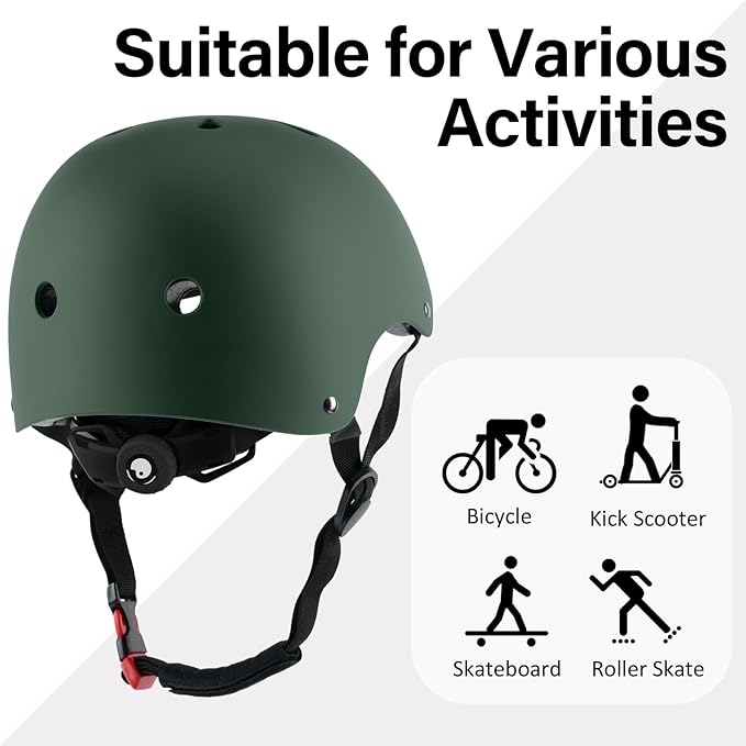 Skateboard Bike Helmet, Lightweight Adjustable, Multi-Sport for Bicycle Skate Scooter, 3 Sizes for Adult Youth & Kids