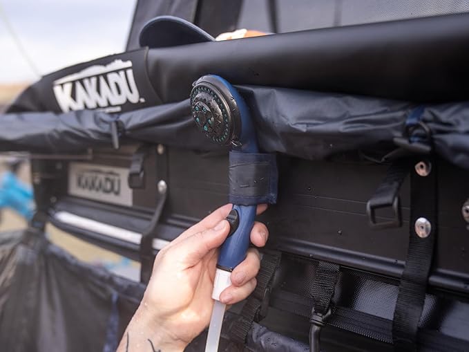 Kakadu Outback Shower Vehicle Tent, Camping Privacy Shelter, Bathroom Tent for Cars – with Roof, LED Light, BlockOut® Technology, Towel Rod, Storage System