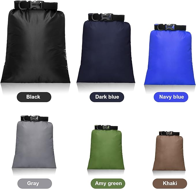 Shappy 6 Pcs Waterproof Dry Bag Set 6 Sizes Lightweight Sacks and Long Adjustable Shoulder Strap Outdoor Water Proof Keep Gear Dry Bag Stuff Sacks for Backpacking, Boating, Hiking, Camping (Dark)