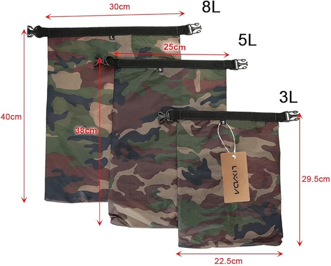 Lixada Waterproof Dry Bags, 3/5/6 Pack Ultimate Dry Sack - 3L+5L+8L Lightweight, Roll Top Outdoor Dry Sacks for Kayaking Camping Hiking Traveling Boating Water Sports