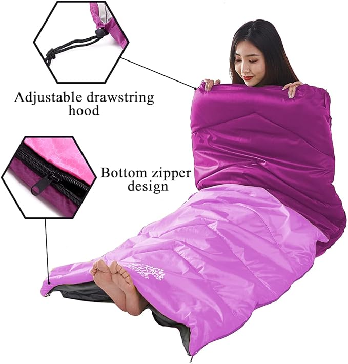 Sleeping Bag 4 Seasons Adults & Kids for Camping Hiking Trips Warm Cool Weather,Lightweight and Waterproof with Compression Bag,Indoors Outdoors Activities