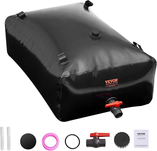 VEVOR 330L/87.17 Gallon Water Storage Bladder, RV Water Tank, 1000D PVC Collapsible Water Storage Containers, Large Capacity Soft Water Bag, Portable Water Bladder,Camping, Emergency Water Supply