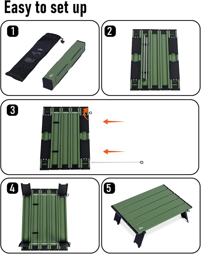 iClimb Ultralight Compact Mini Beach Picnic Folding Alu. Table with Carry Bag, Two Size (Green, S)
