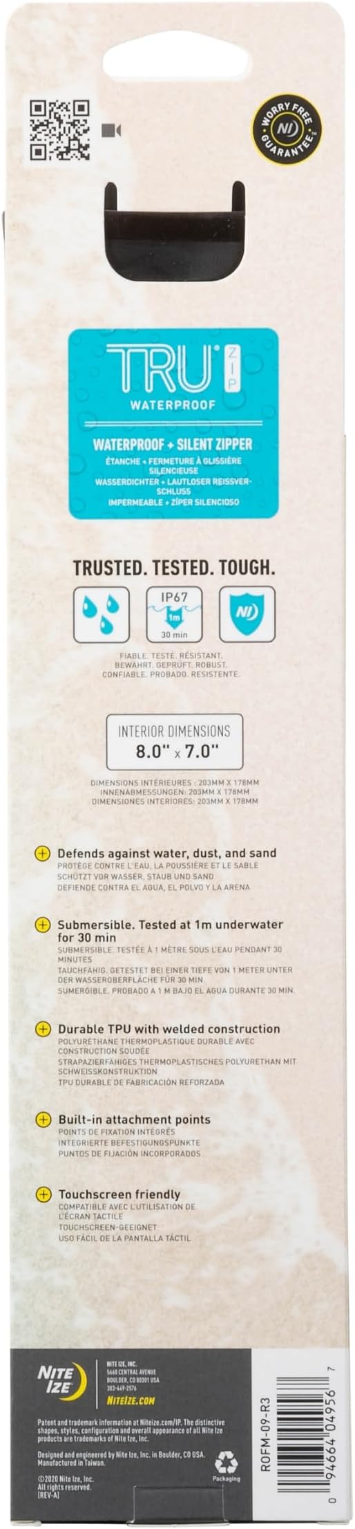 Nite Ize RunOff Waterproof Travel Pouch with TRU Zip - Dry Pouch for Phone & Travel Necessities - Touchscreen Friendly - Waterproof with Reliable Zipper - Medium, Charcoal