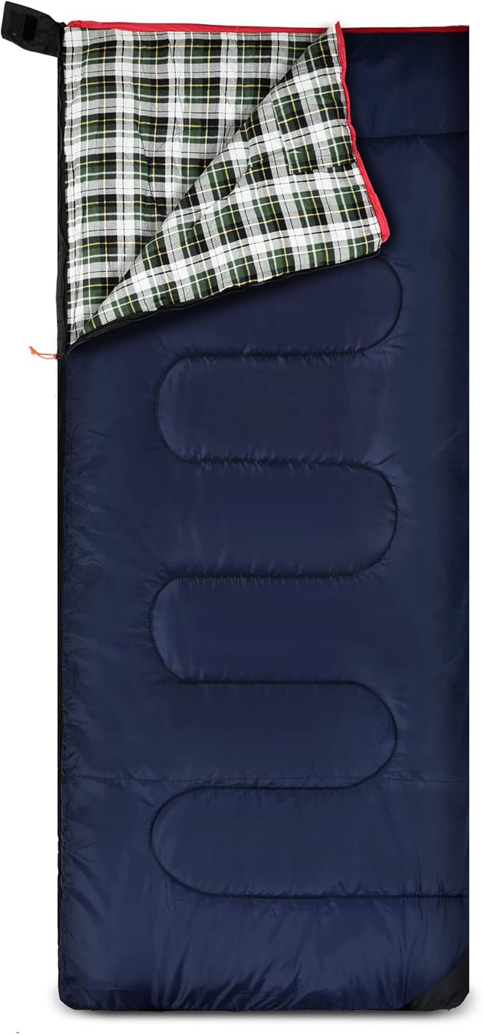 REDCAMP Cotton Flannel Sleeping Bag for Camping Backpacking, Adults Cold Weather Envelope Sleeping Bags with 2/3/4lbs Filling