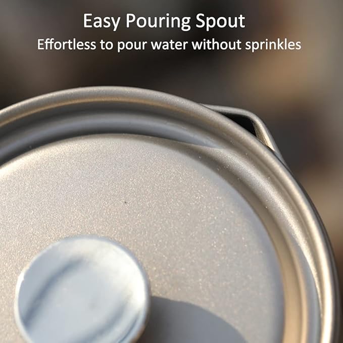 Lixada Titanium Cup Camping Coffee Mug 750ml Outdoor French Press Pot, Camp Cooking Pot, Coffee Maker with Lid, Multi-Functional Travel Mug for Outdoor Camping, Hiking, Picnic, Backpacking