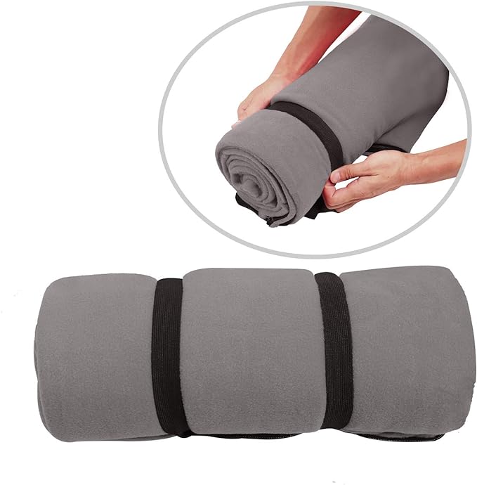 REDCAMP Fleece Sleeping Bag Liner with Hood, Great for Adult Warm or Cold Weather, 87" Long Full Sized Zipper Camping Blanket for Outdoor, Grey