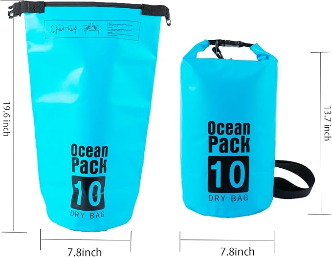 YDYJKI Floating Waterproof Dry Bag for Travel 5L/10L/20L/30L, Roll Top Sack Keeps Gear Dry for Kayaking, Rafting, Boating, Swimming, Camping, Hiking, Beach, Fishing (Black, 10L)