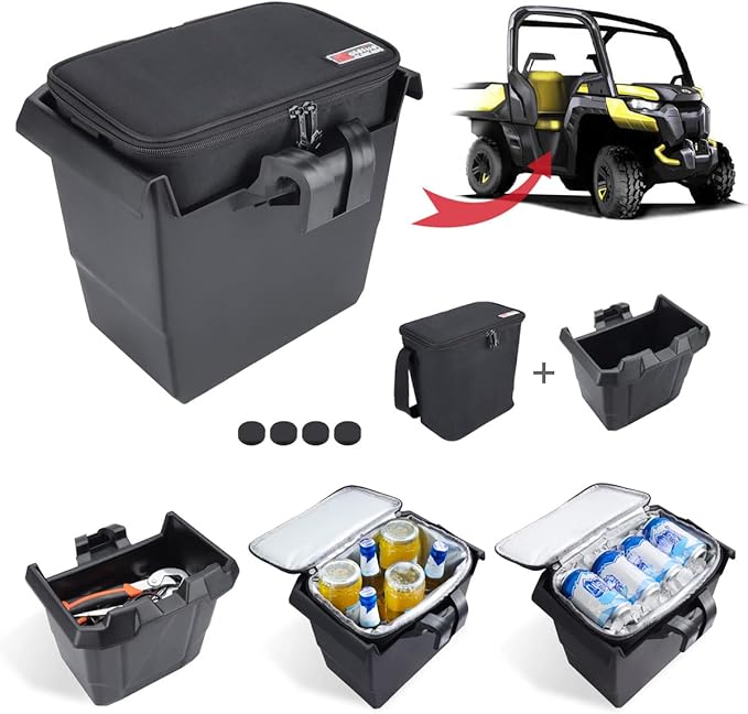 for Defender Center Underseat Storage Bin+Portable Ice Chest Cooler,Compatible with Can Am Defender/Defender Max 2016-2022 Replace OEM #715003446