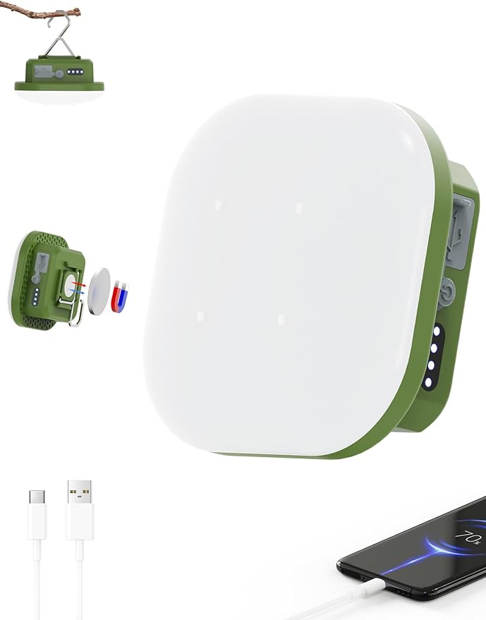 Rechargeable Camping Lights, 800LM, Hanging Tent Lights with Magnet,5 Lighting Mode LED Camping Lantern, 4500mAh, IP54 Waterproof Portable Red Flashlight for Hurricane, Outdoor, Fishing