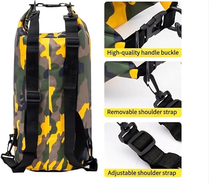 Waterproof Dry Bag Combo 5-30L Roll Top Dry Storage Bag Backpack for Kayaking Boating Beach Camping Travel Fishing, w/Phone Case & Collapsible Water Bottle & Sunglasses & Ear Band,Orange 20L