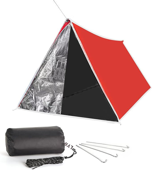LYN Extra Large Zipper Reusable Survival Emergency Shelter Tent,Thermal Waterproof Fireproof Lightweight Bugout, with Paracord✚Stake for Camping,First Aid,Hiking&Bushcraft