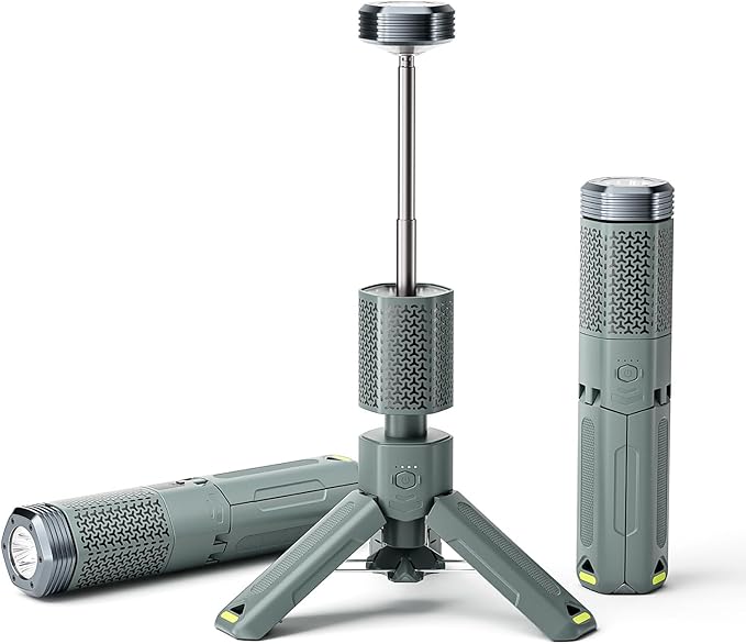 Camping Light, Telescopic Camping Lantern with Storage Bag, Collapsible, Magnetic, 10500mAh Battery, Rechargeable Outdoor Portable Lights for Hiking, Fishing, and Travel (Dark Gray)