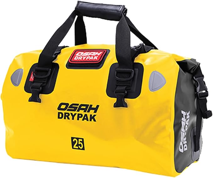 Motorcycle Dry Bag - Waterproof Motorcycle Duffle & Luggage Tail Bag Saddle Bags with Roll Top Closure, Large Storage Space，for Motorcycle Back Seat(Yellow, 25L)