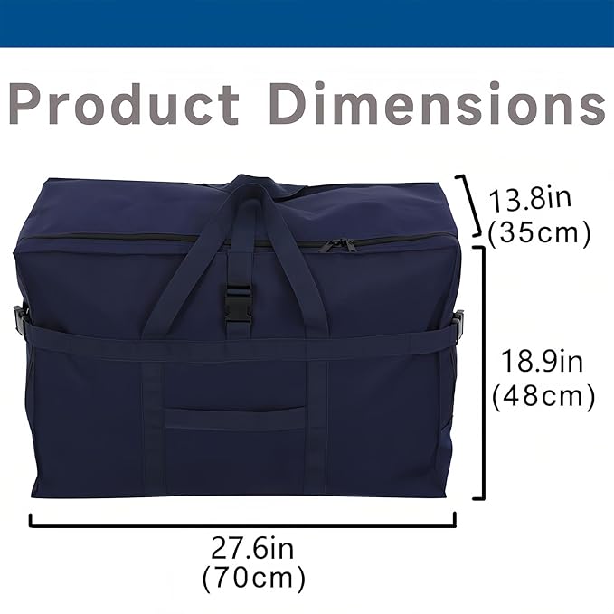 Large Duffel Bag, Waterproof Carry on Weekend Overnight Storage Bag over Luggage for Airline, Travel, Camping, Moving