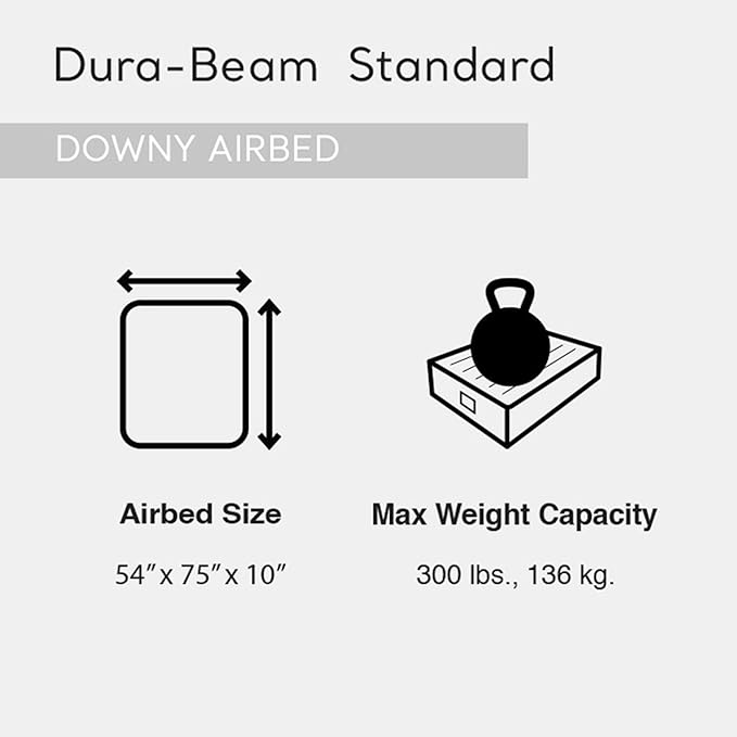 Intex 64762E Dura-Beam Standard Downy Air Mattress: Fiber-Tech – Full Size – Built-in Foot Pump – 10in Bed Height – 300lb Weight Capacity
