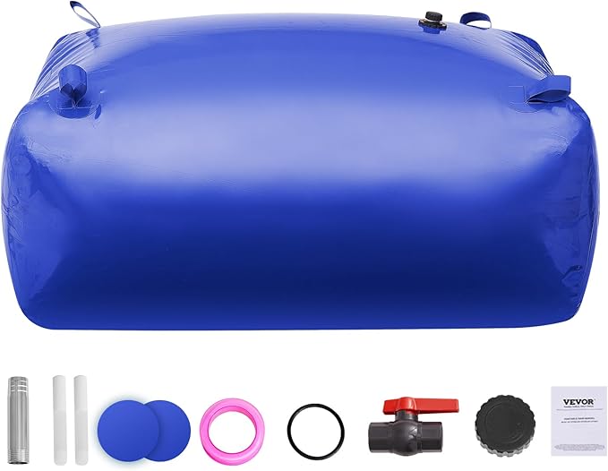 VEVOR 400L/105.7Gallon Water Storage Bladder, RV Water Tank, 1000D Blue PVC Collapsible Water Storage Containers, Large Capacity Soft Water Bag, Portable Water Bladder,Garden Irrigation, Camping