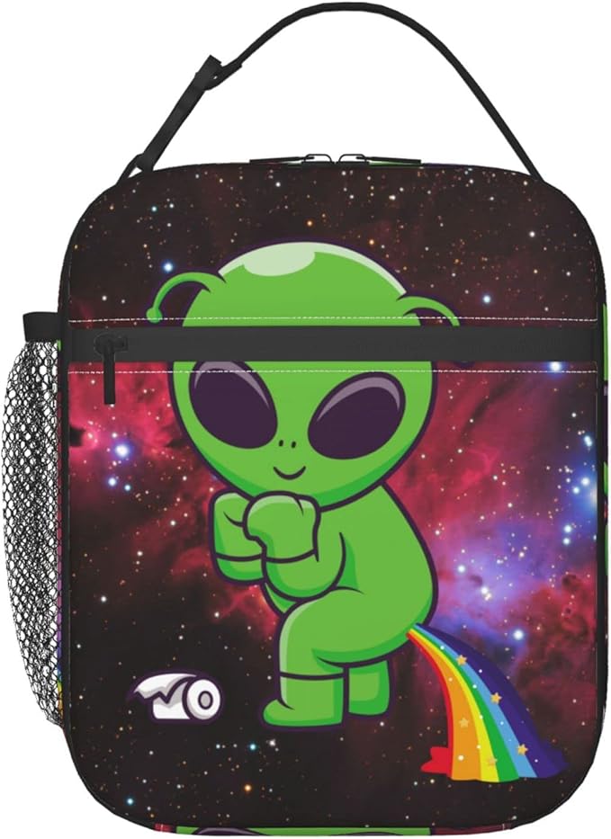 Alien Galaxy Lunch Box Reusable Insulated Lunch Bag Thermal Cooler Tote Bag For Kids Boys Girls Teen School Picnic Travel Hiking