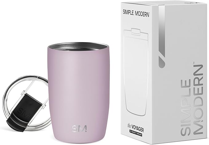 Simple Modern Travel Coffee Mug Tumbler with Flip Lid | Reusable Insulated Stainless Steel Cold Brew Iced Coffee Cup Thermos | Gifts for Women Men Him Her | Voyager Collection | 12oz | Lavender Mist
