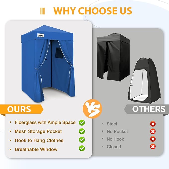 EAGLE PEAK Flex Ultra Compact 4x4 Pop-up Canopy, Sun Shelter, Changing Room, Portable Privacy Canopy Cabana for Pool, Fashion Photoshoots, or Camping, 4x4 ft, Blue