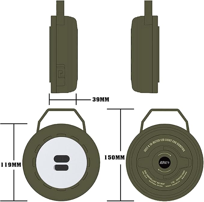 Retractable Camping String Lights Reel, Portable Stowable Rechargeable Strip Light, Waterproof Tent Lantern for Outdoor Hiking Awning Garden Party Festival Decor (Green)