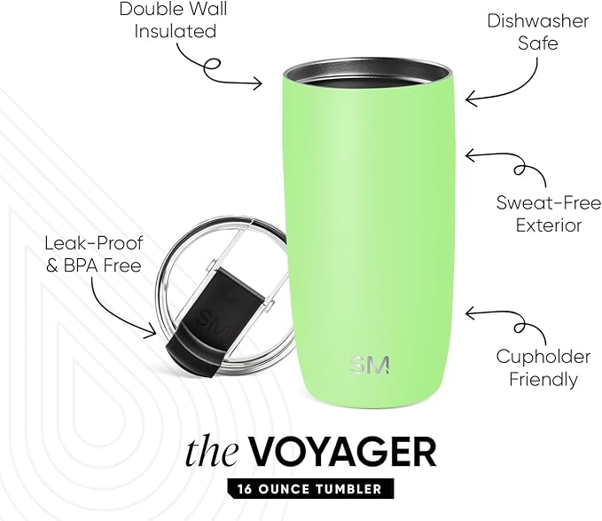 Simple Modern Travel Coffee Mug Tumbler with Flip Lid | Reusable Insulated Stainless Steel Cold Brew Iced Coffee Cup Thermos | Gifts for Women Men Him Her | Voyager Collection | 16oz | Baja