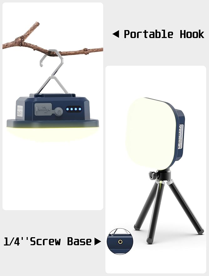 MOSLIGHTING Rechargeable Camping Lights, 800LM, Hanging Tent Lights with Magnet,5 Lighting Mode LED Camping Lantern, 4500mAh, IP54 Waterproof Portable Red Flashlight for Hurricane (Blue)