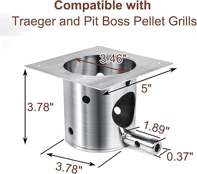 QuliMetal 304 Stainless Steel Fire Burn Pot Replacement Parts for Traeger and Pit Boss Pellet Grills, Durable Firepot with Ash Remover and Screws