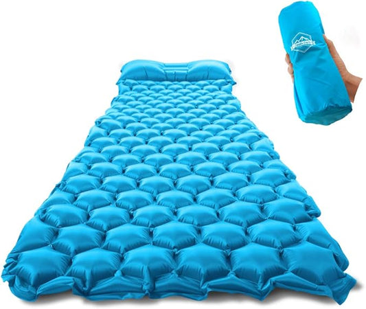 ZOOOBELIVES Ultralight Sleeping Pad with Pillow– Inflatable Camping Mat for Backpacking, Traveling and Hiking, Compact and Portable Multiple Color Options