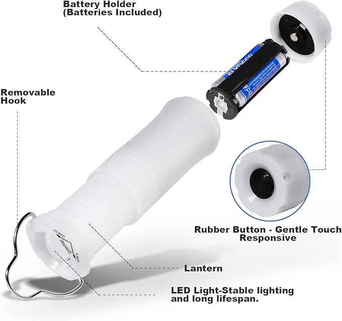 Kunhe 2 Pack 2-in-1 Glow in The Dark Mini Lantern Flashlight for Kids 3*AAA Small Tent Light 3 Mode Switching Portable Outdoor Led Camping Essential for Hurricanes Travel Emergency Lighting Gifts