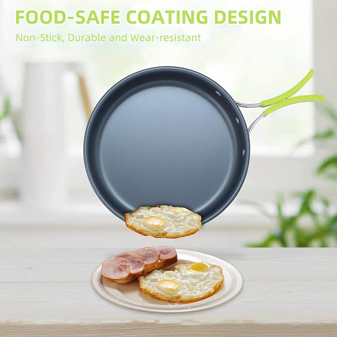 LIXADA 16pcs Camping Cookware Mess Kit, Non-Stick Lightweight Pot Pan Kettle Set with Stainless Steel Plates Forks Knives Spoons, Portable Camping Cooking Set for Outdoor Backpacking Hiking Picnic